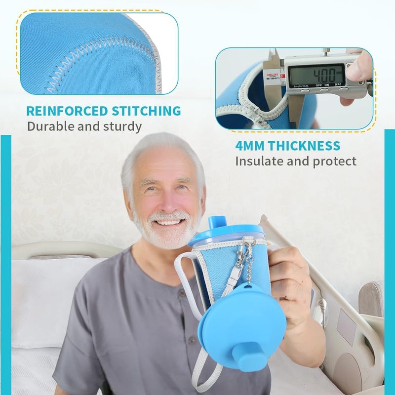Ehucon Cup Sleeve with Silicone Lid Cover Set to Protect Dysphagia Regulating Drinking Cup for Swallowing and Disorders People-Sky Blue（Excluding Cup） - Image 4